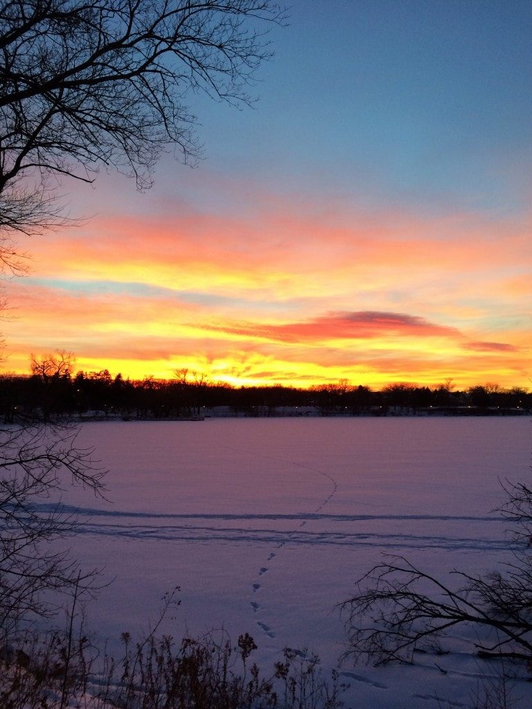 Sunset view over the lake.