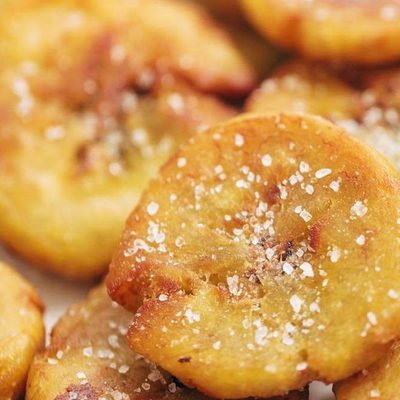 Crispy Tostones with salt.