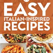 Italian inspired recipes in a collage.