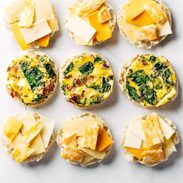 Breakfast sandwiches being prepped.