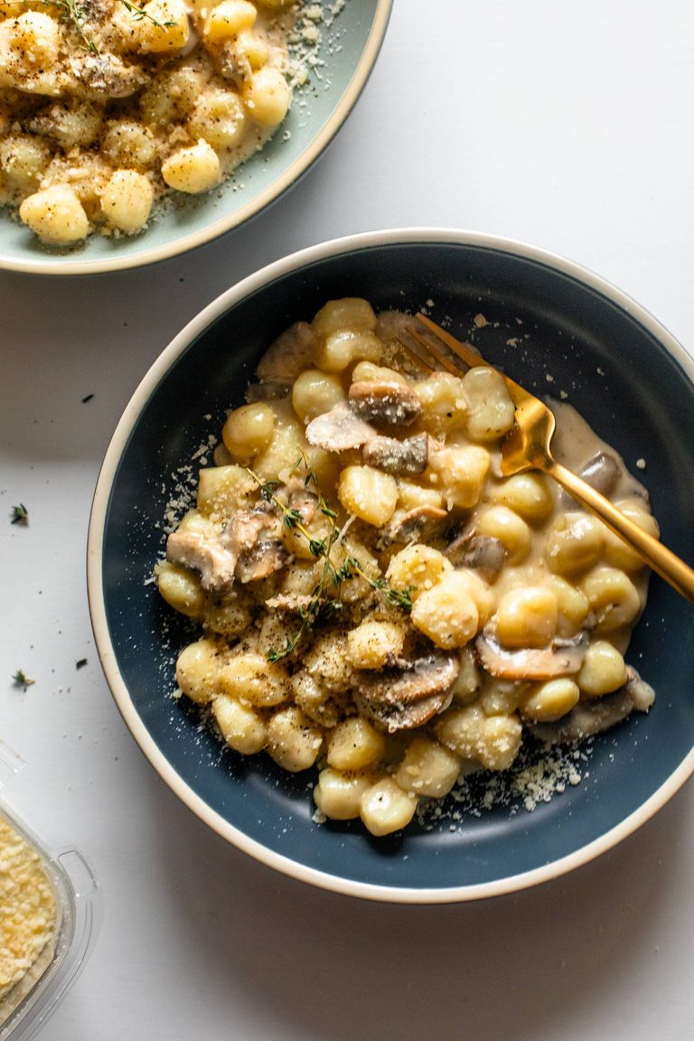 Gnocchi with creamy mushroom sauce.