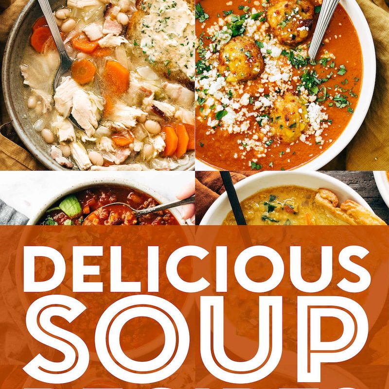 Soup images in a collage.