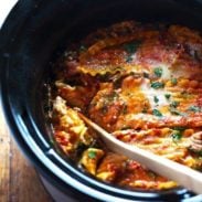 Super Easy Skinny Veggie Crockpot Lasagna - a handful of simple ingredients for a healthy family dinner. | https://trim-fatloss.today