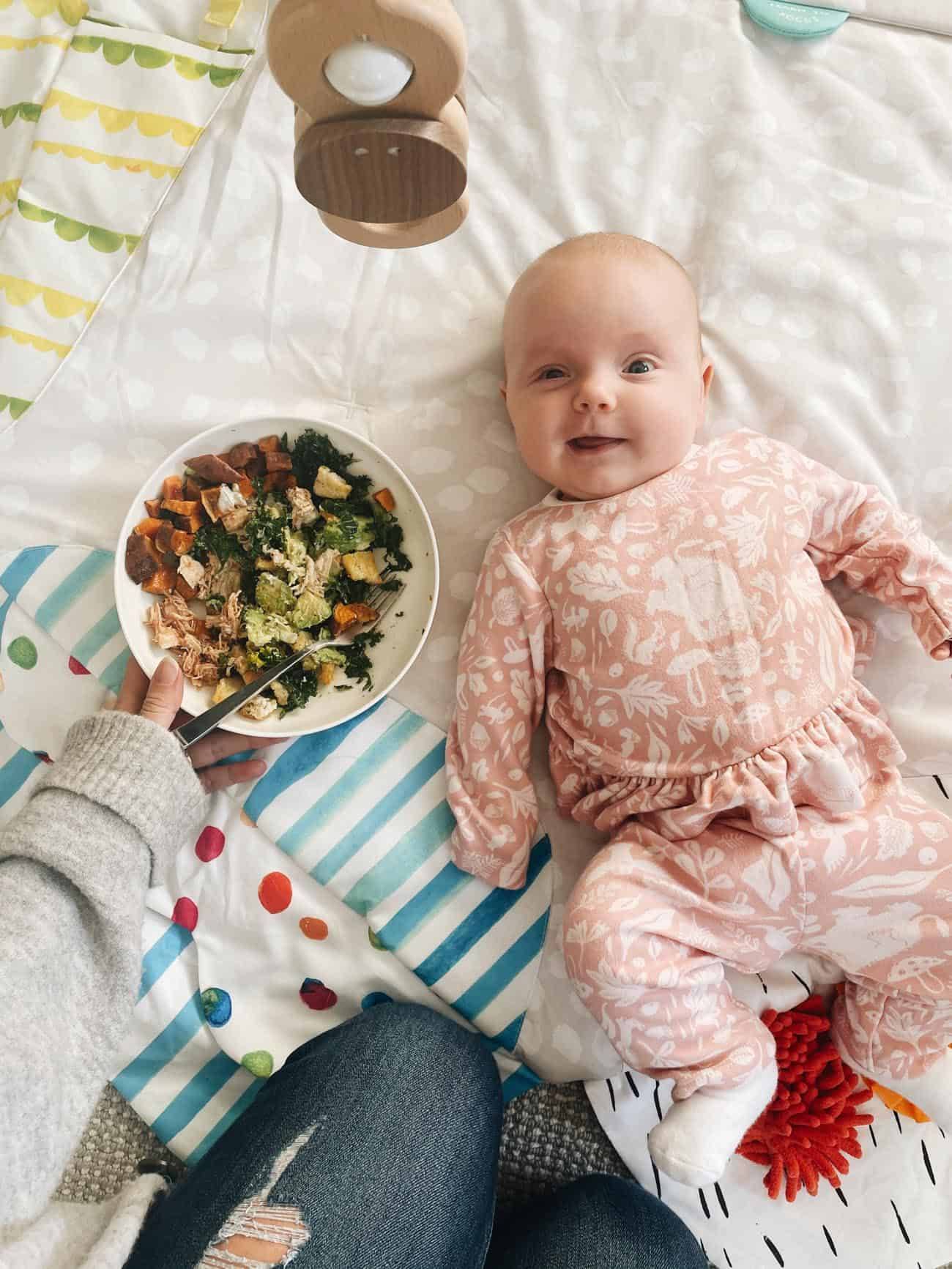 Baby with bowl of food
