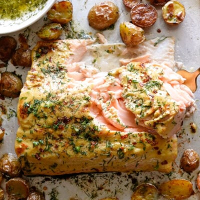 A picture of Sheet Pan Salmon with Dill Potatoes