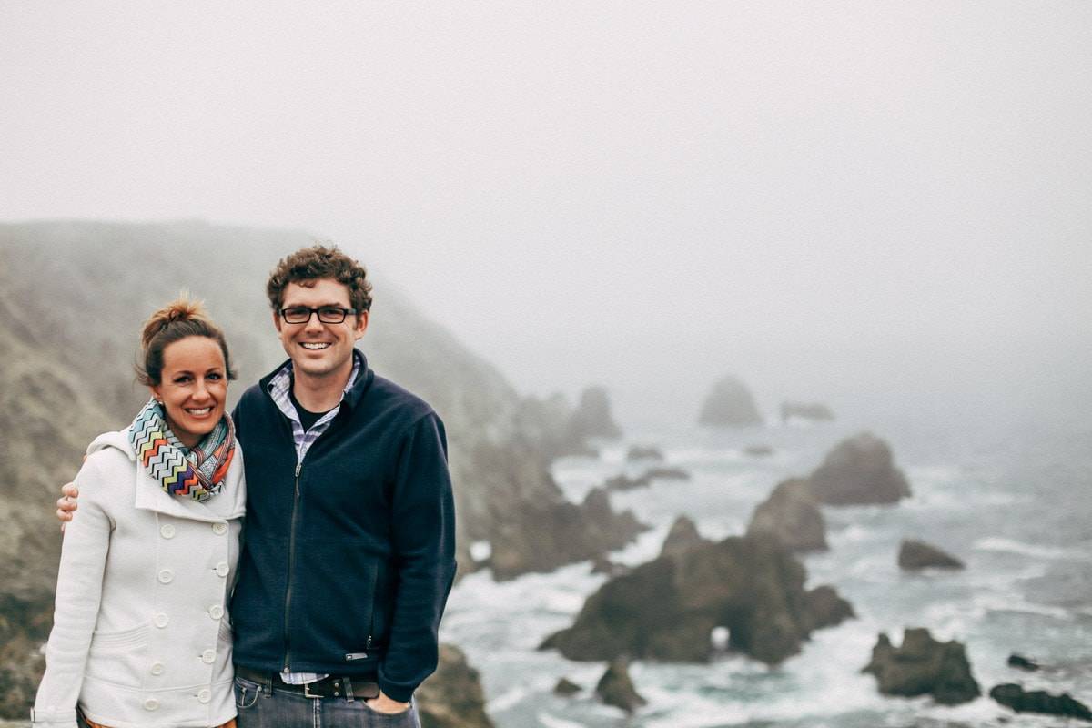 Man and woman near the ocean.