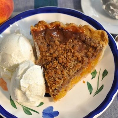 A picture of Fresh Peach Pie with Heath Bar Crumb Topping